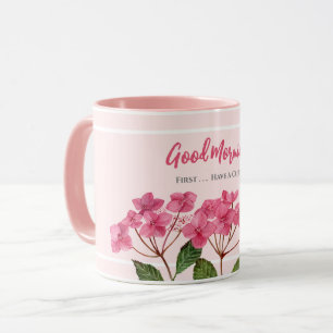 Hebben een Cuppa Waterverf roze Hydrangea Mok
