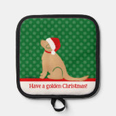 Hebben een gouden kerst groene pottenhouder pannenlap (Voorkant)