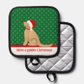 Hebben een gouden kerst groene pottenhouder pannenlap (Voorkant / Achterkant)