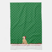 Hebben een gouden kersthond groene keukenhanddoek (Verticaal)