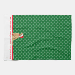 Hebben een gouden kersthond groene keukenhanddoek