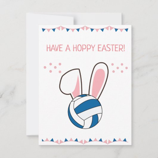 Hebben een Hoppy Easter Volleybal Schattige Bunny  Feestdagenkaart (Voorkant)