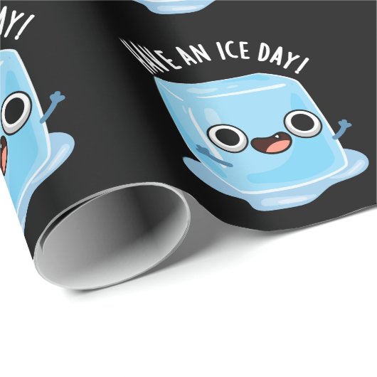 Hebben een Ice Day Grappige Ice Cube Pun Donker BG Cadeaupapier (Rol Hoek)