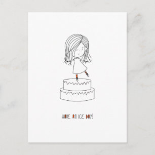 Hebben een ijsdag schattig schaatsen meisje eenvou briefkaart