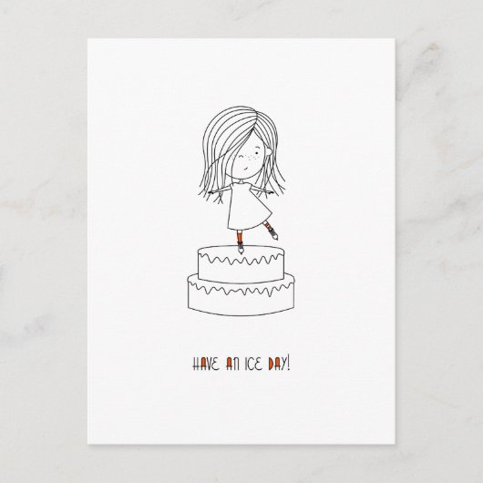 Hebben een ijsdag schattig schaatsen meisje eenvou briefkaart (Voorkant)