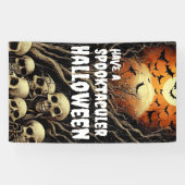 Hebben een Spooktacular Halloween Skulls and Bats Spandoek (Horizontaal)