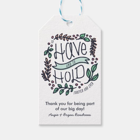 Hebben en houden rustieke Floral Wedding Favor Gif Cadeaulabel (Voorkant)