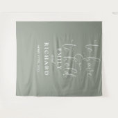 Hebben en te houden Sage Green bruiloft foto achte Wandkleed (Voorkant (horizontaal))