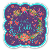 Hebben Faith Floral Trendy Fun Inspirivity Sticker (Voorkant)