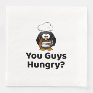 Hebben jullie honger? Grillen Pinguïn Grappig Fees Servet