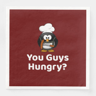 Hebben jullie honger? Grillen Pinguïn Grappig Fees Servet