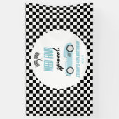 Hebben vier versnellingen blauwe raceauto 4de verj spandoek (Verticaal)