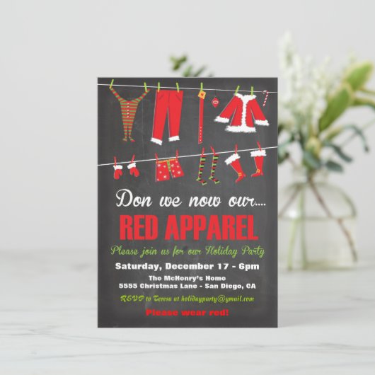 Hebben we nu onze Rode-apparel-kerstuitnodigingen? Kaart (Staand voorkant)