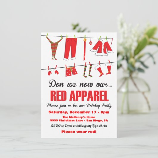 Hebben we nu onze Rode-apparel-kerstuitnodigingen? Kaart (Staand voorkant)