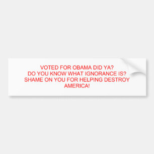 HEBBEN WE VOOR OBAMA GESTEMD? WEET JE WAT IGNORA.. BUMPERSTICKER