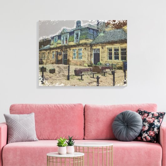 Hebden Bridge Railway Station Yorkshire Artwork Canvas Afdruk (Insitu (Woonkamer))