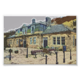 Hebden Bridge Railway Station Yorkshire Artwork Foto Afdruk