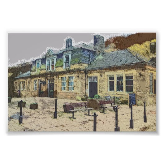 Hebden Bridge Railway Station Yorkshire Artwork Foto Afdruk (Voorkant)