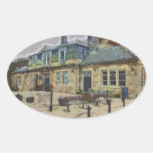 Hebden Bridge Railway Station Yorkshire Artwork Ovale Sticker (Voorkant)