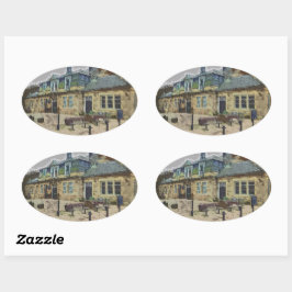 Hebden Bridge Railway Station Yorkshire Artwork Ovale Sticker