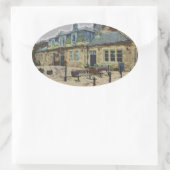 Hebden Bridge Railway Station Yorkshire Artwork Ovale Sticker (Tas)