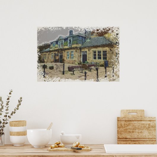 Hebden Bridge Railway Station Yorkshire Kunstwerk Poster (Keuken)