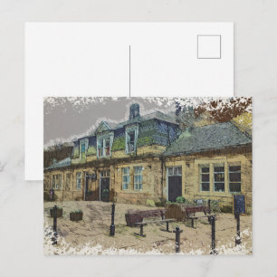 Hebden Bridge Station Kunst Briefkaart