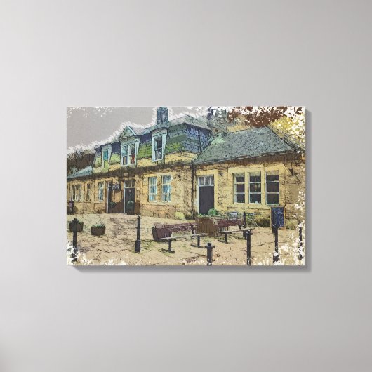 Hebden Bridge Station Kunst Canvas Afdruk (Voorkant)