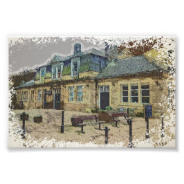 Hebden Bridge Station Yorkshire Kunstwerk Foto Afdruk