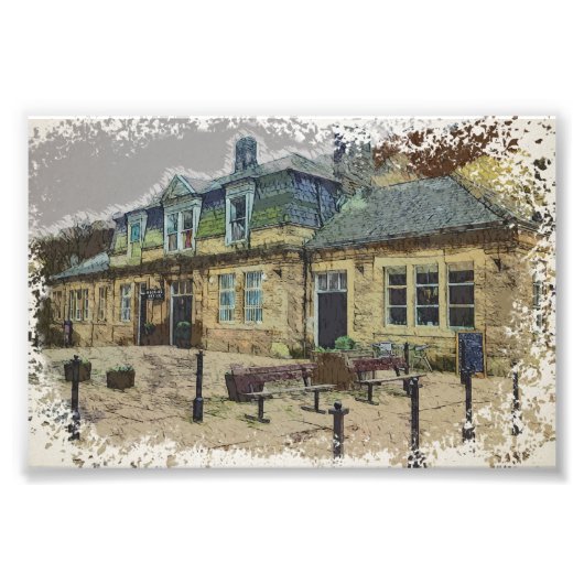 Hebden Bridge Station Yorkshire Kunstwerk Foto Afdruk (Voorkant)