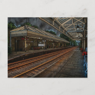 Hebden Bridge Treinstation Vintage Neon Kunst Briefkaart