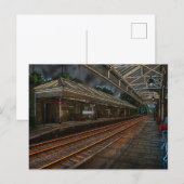 Hebden Bridge Treinstation Vintage Neon Kunst Briefkaart (Voorkant / Achterkant)