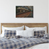 Hebden Bridge Treinstation Vintage Neon Kunst Canvas Afdruk (Insitu (Slaapkamer))