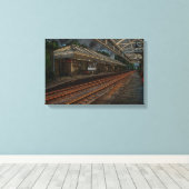 Hebden Bridge Treinstation Vintage Neon Kunst Canvas Afdruk (Insitu (Houten vloer))