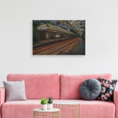 Hebden Bridge Treinstation Vintage Neon Kunst Canvas Afdruk (Insitu (Woonkamer))
