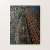 Hebden Bridge Treinstation Vintage Neon Kunst Legpuzzel (Verticaal)