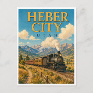 Heber City Utah Stoomspoorlijn GeoSaga Briefkaart