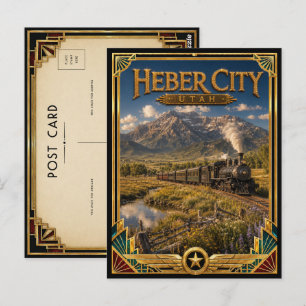Heber City Utah Vintage Art Deco Gouden Tijdperk Briefkaart