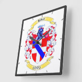 Hébert Family Crest Heirloom Clock Vierkante Klok (Hoek)
