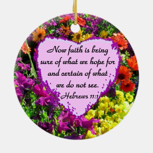 HEBREEËN 11:1 BLOEMONTWERP KERAMISCH ORNAMENT (Achterkant)