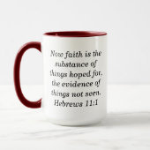 Hebreeën 11:1 Schrift Maroon Two-Tone Koffie Mok (Links)