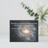 Hebreeën 11:3 Christelijke Bijbeltekst Geheugenkaa Briefkaart (Staand voorkant)