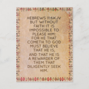 Hebreeën 11:6 KJV Bijbeltekst Geheugenkaart Briefkaart