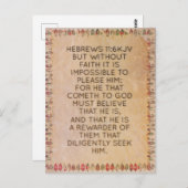 Hebreeën 11:6 KJV Bijbeltekst Geheugenkaart Briefkaart (Voorkant / Achterkant)