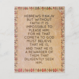 Hebreeën 11:6 KJV Bijbeltekst Geheugenkaart Briefkaart