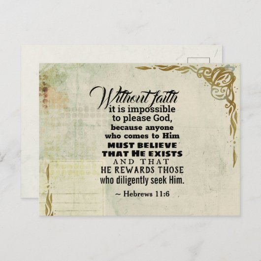 Hebreeën 11:6 Zonder geloof is het onmogelijk Briefkaart (Voorkant / Achterkant)