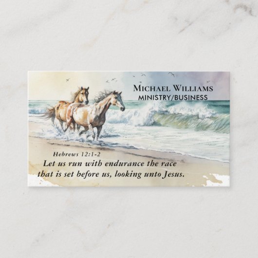 Hebreeën 12 1-2 Laat ons rennen met Endurance Bijb Visitekaartje (Voorkant)