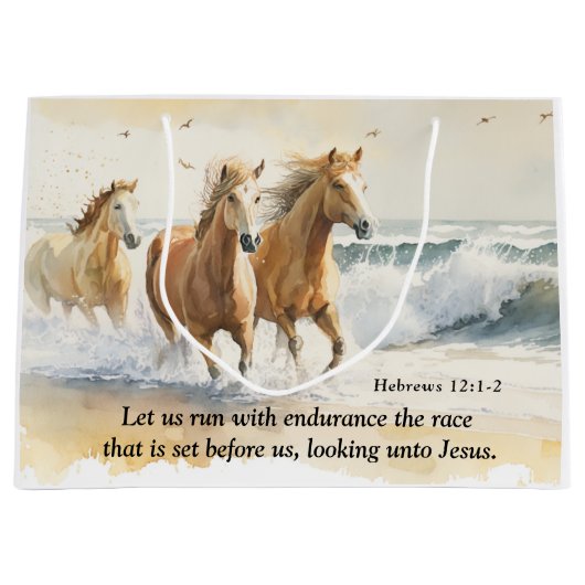 Hebreeën 12 1-2 Run met Endurance Horse Bible Groot Cadeauzakje (Voorkant)