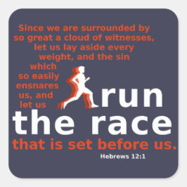 Hebreeën 12:1 Run de Race sticker