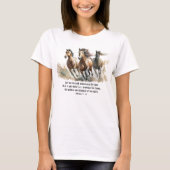Hebreeën 12:1 Run met Endurance Paard Bijbel Verse T-shirt (Voorkant)